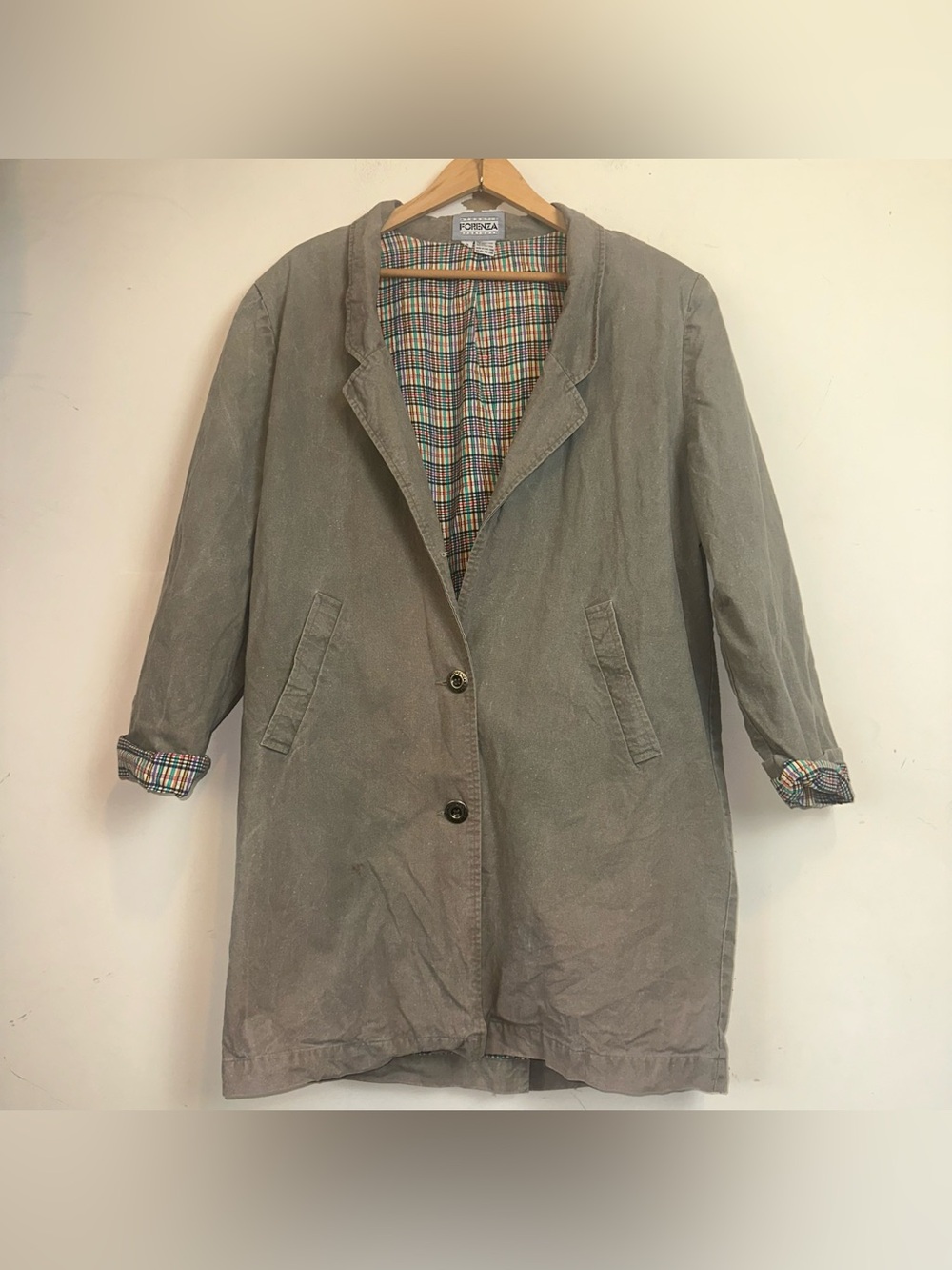 Vintage 80s Authentic Forenza Sportswear Womens Small Jacket Plaid Lining Preppy